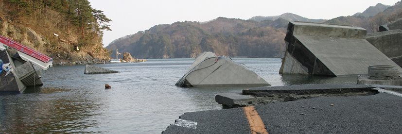 A road destroyed by an earthquake