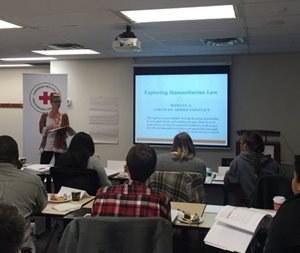 A teacher in British Columbia gives an IHL lesson to a class of students.